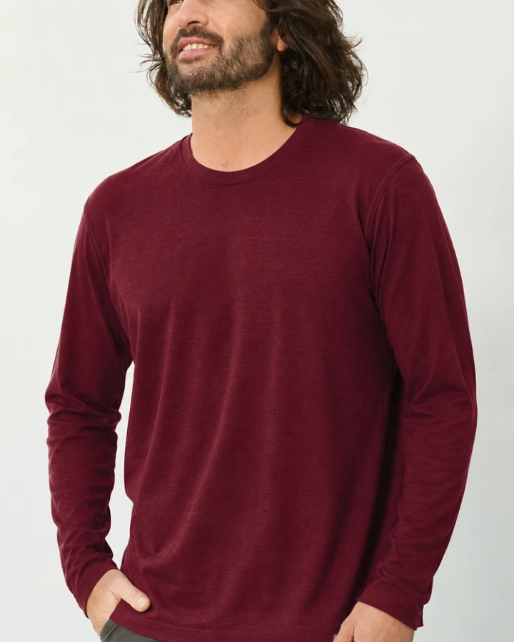 Hempage Herren vegan Langarmshirt Basic Kastanienbraun