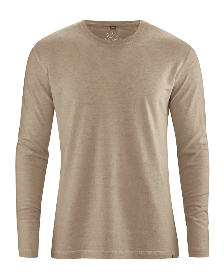 Hempage Herren vegan Langarmshirt Basic Grit Beige