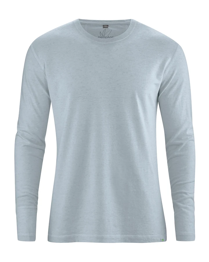 Hempage Herren vegan Langarmshirt Basic Platinum