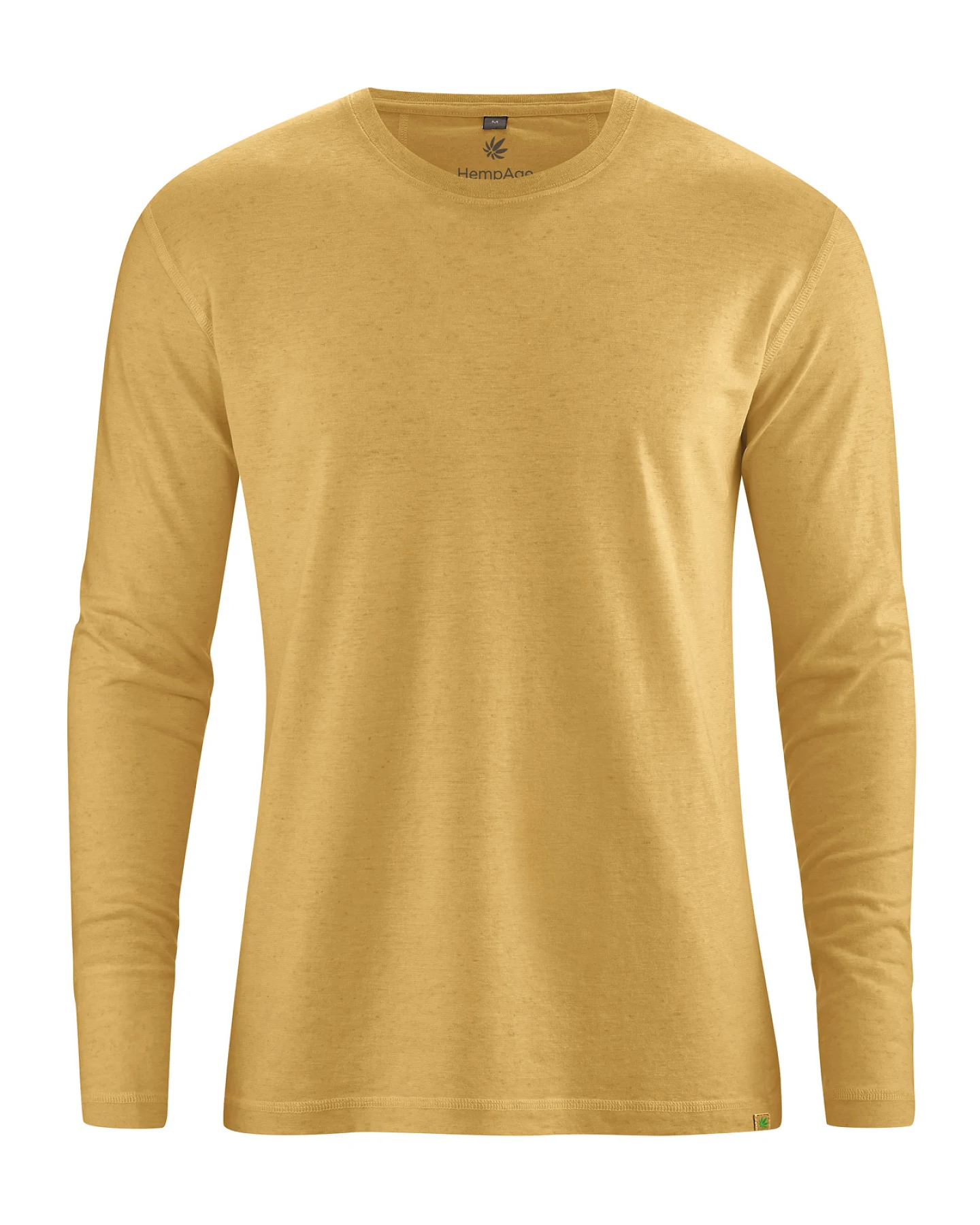 Hempage Herren vegan Langarmshirt Basic Dijon Gelb – Ansicht 2