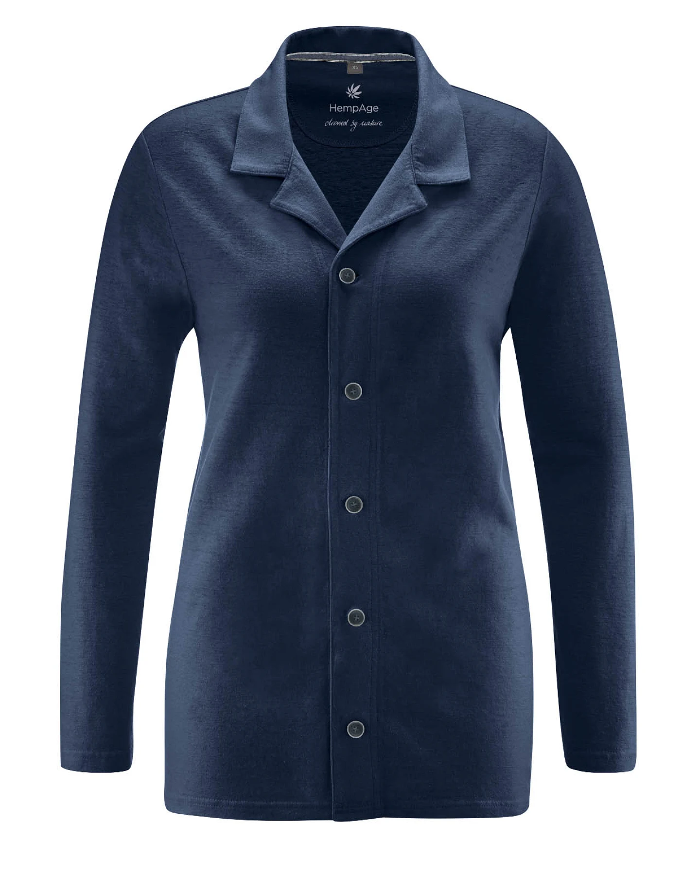 Hempage Herren vegan Pyjama Hemd Marineblau – Ansicht 2