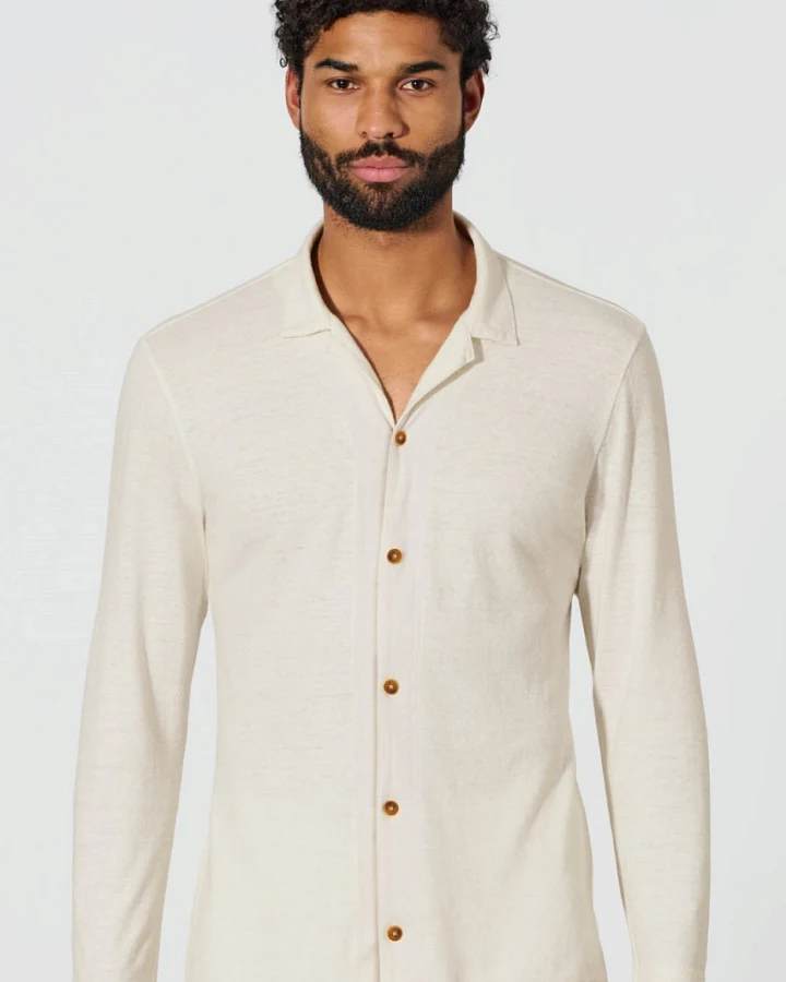 Hempage Herren vegan Pyjama Hemd Naturfarben
