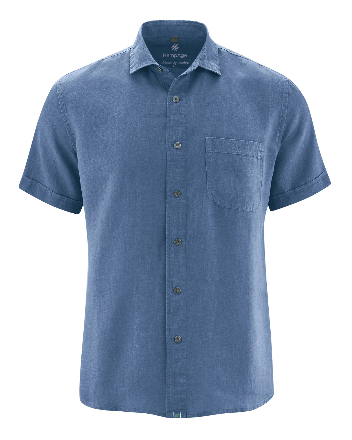 Hempage Herren vegan Kurzarmhemd Hanf Blueberry – Ansicht 2
