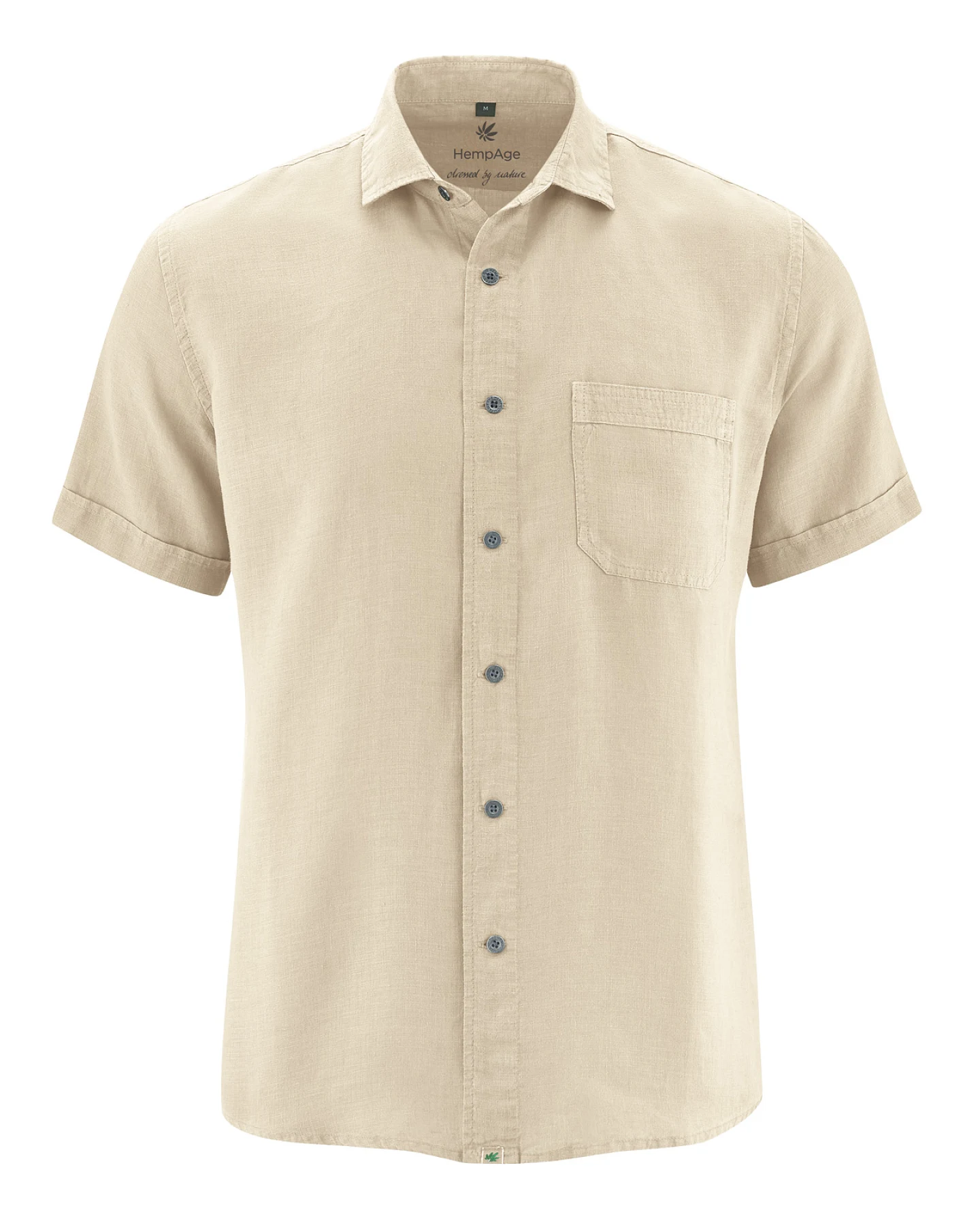 Hempage Herren vegan Kurzarmhemd Gobi Beige – Ansicht 2