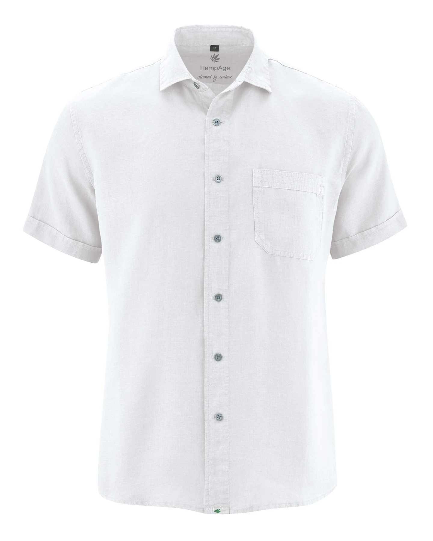 Hempage Herren vegan Weißes Kurzarmhemd – Ansicht 2