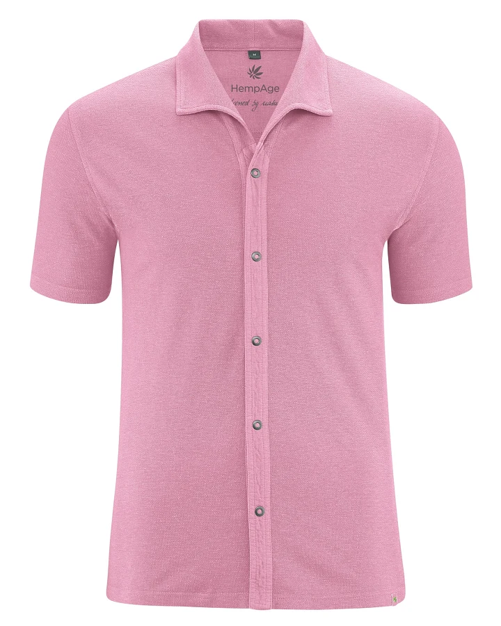 Hempage Herren vegan Poloshirt Pique Jersey Rosa