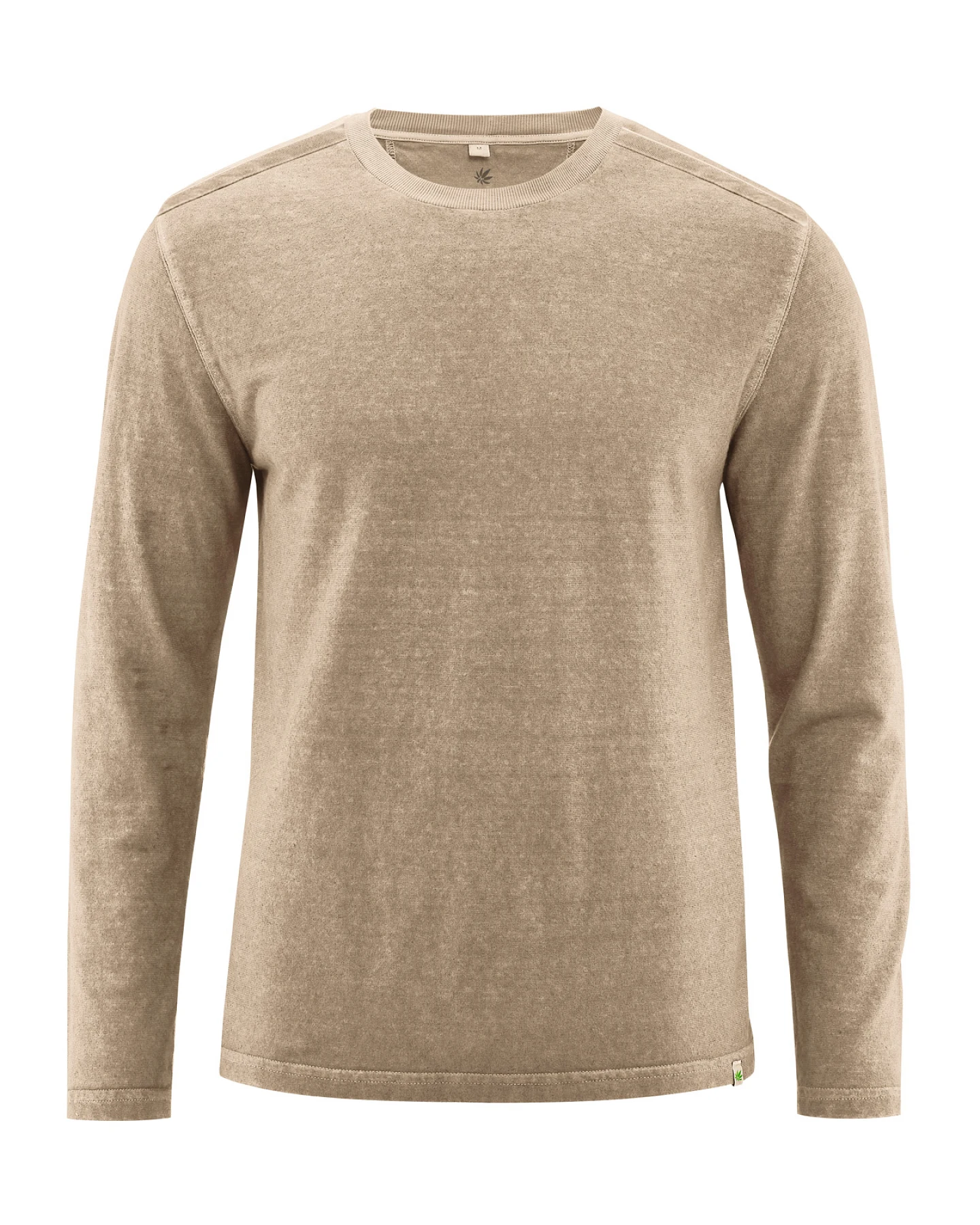 Hempage Herren vegan Langarmshirt Used Look Shitake Braun – Ansicht 2