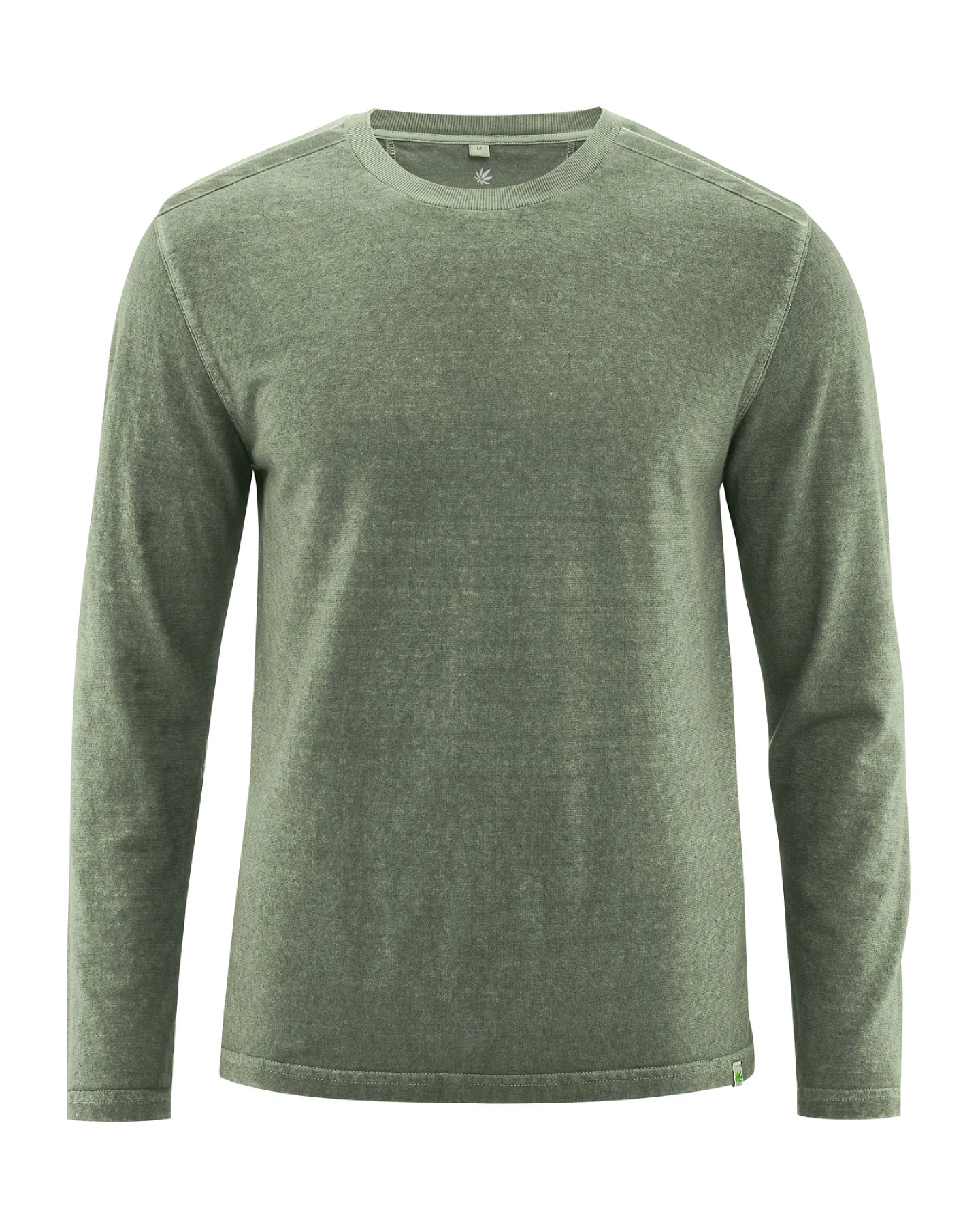 Hempage Herren vegan Langarmshirt Used Look Moosgrün – Ansicht 2