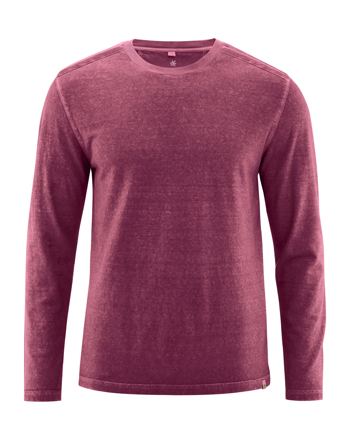 Hempage Herren vegan Langärmliges Shirt Im Used Look Weinrot – Ansicht 2