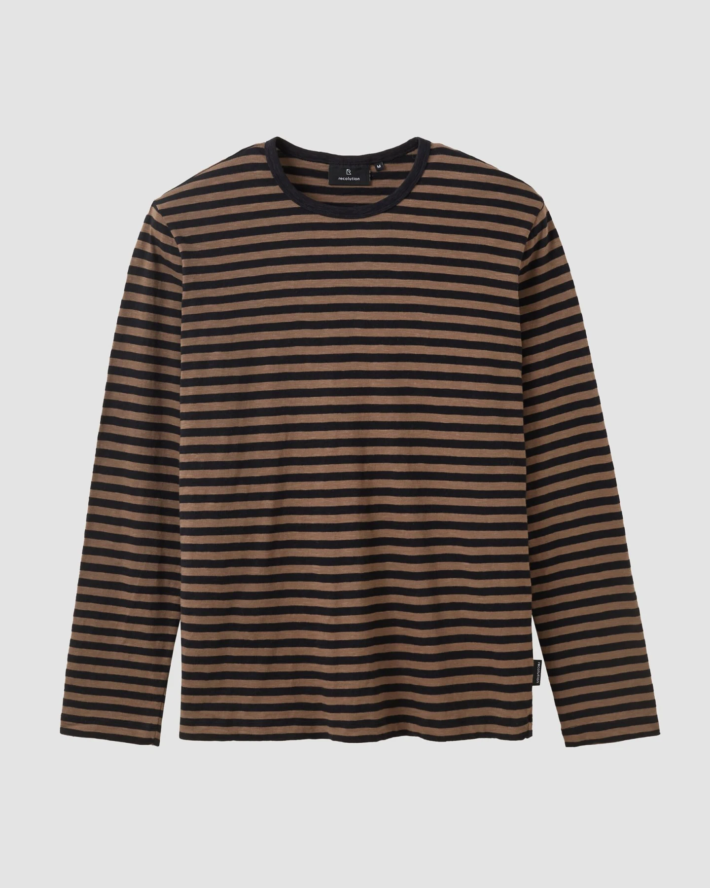 Recolution Herren vegan Langarmshirt Maca Stripes Vintage Braun – Ansicht 2