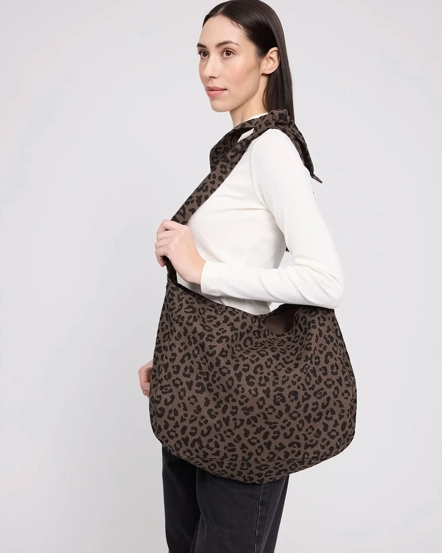 Schultertasche Printed Denim Braun – Ansicht 4