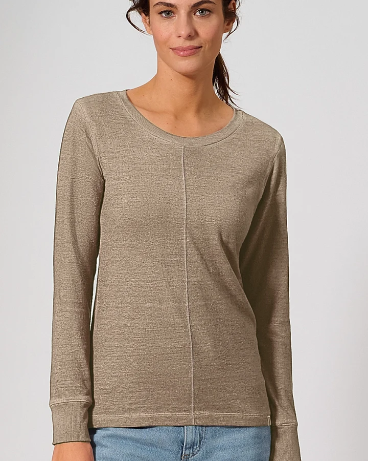 Hempage Damen vegan Langarmshirt Shiitake Braun
