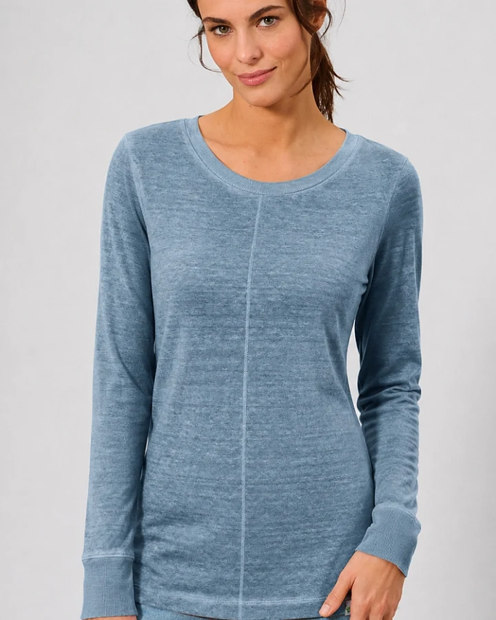 Hempage Damen vegan Langarmshirt Dove Blau