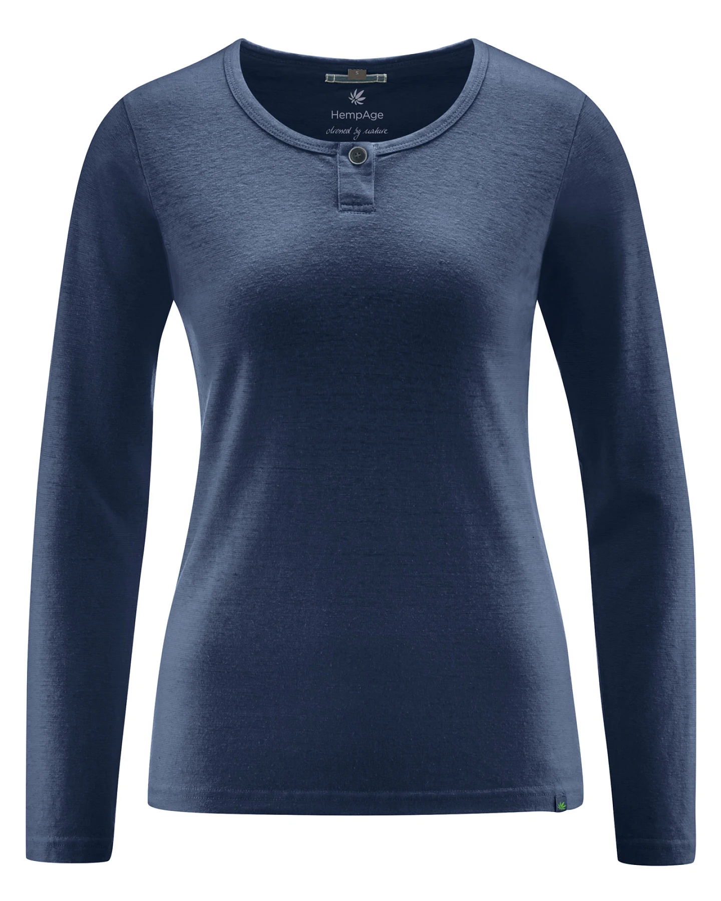 Hempage Damen vegan Langarmhemd Marineblau – Ansicht 2