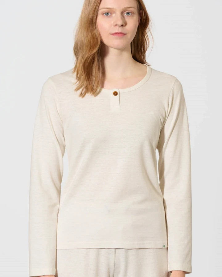 Hempage Damen vegan Langarmhemd In Naturfarbe