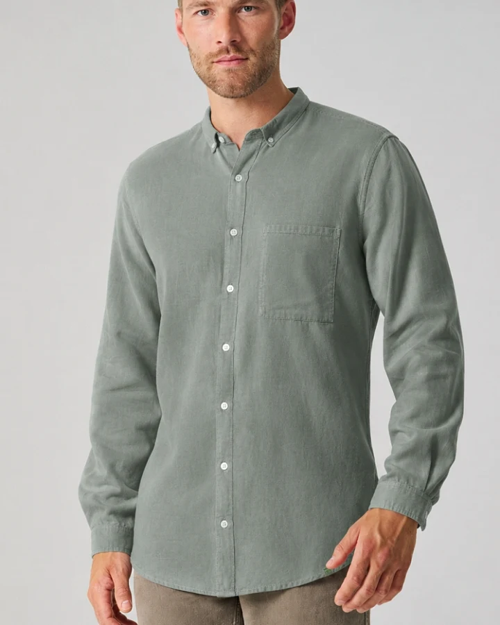 Hempage Herren vegan Langarmshirt In Thymiangrün