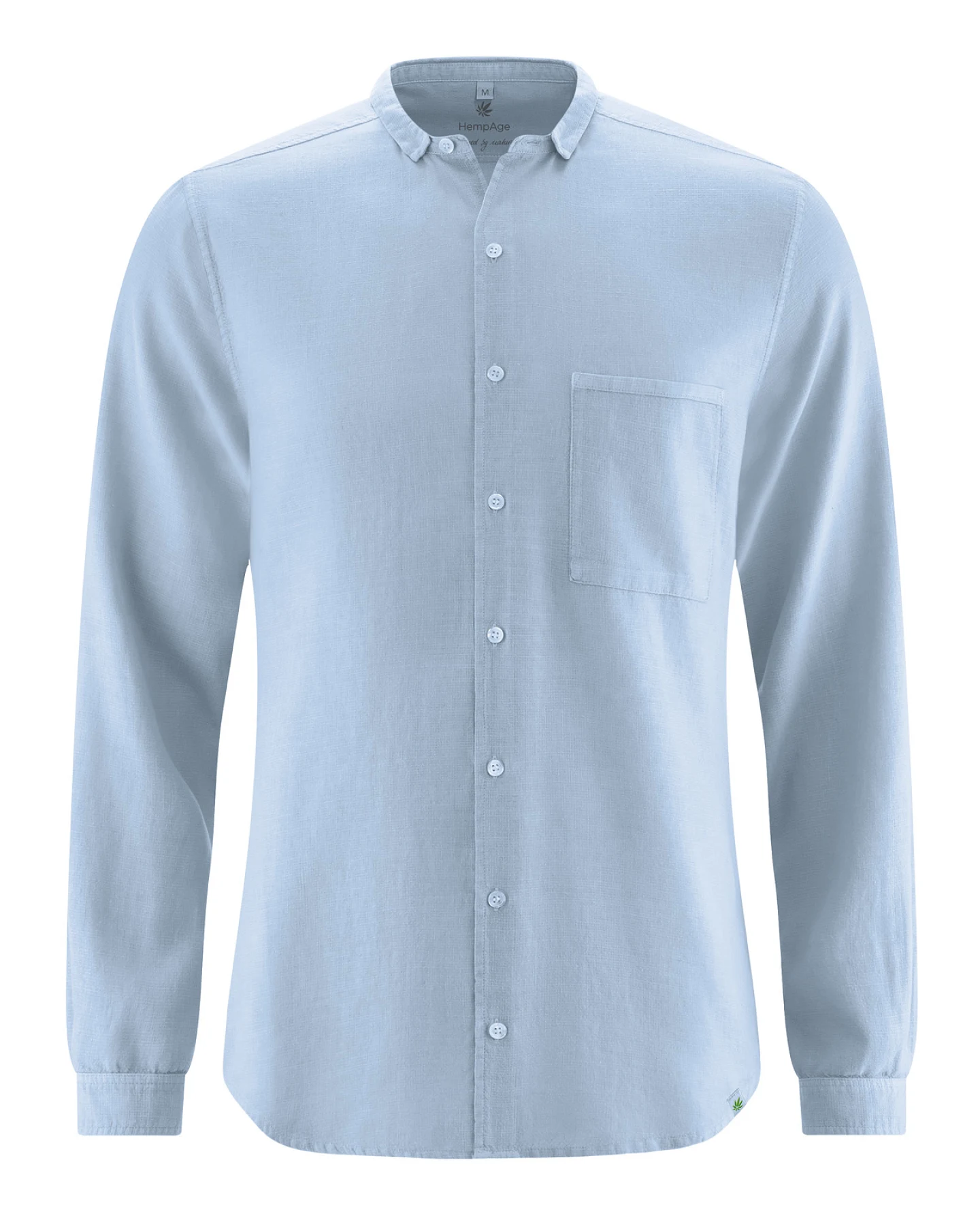 Hempage Herren vegan Langarmhemd Rauchblau – Ansicht 2