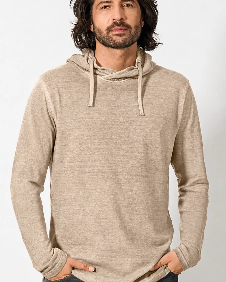 Hempage Herren vegan Kapuzen Langarmshirt Shitake Braun