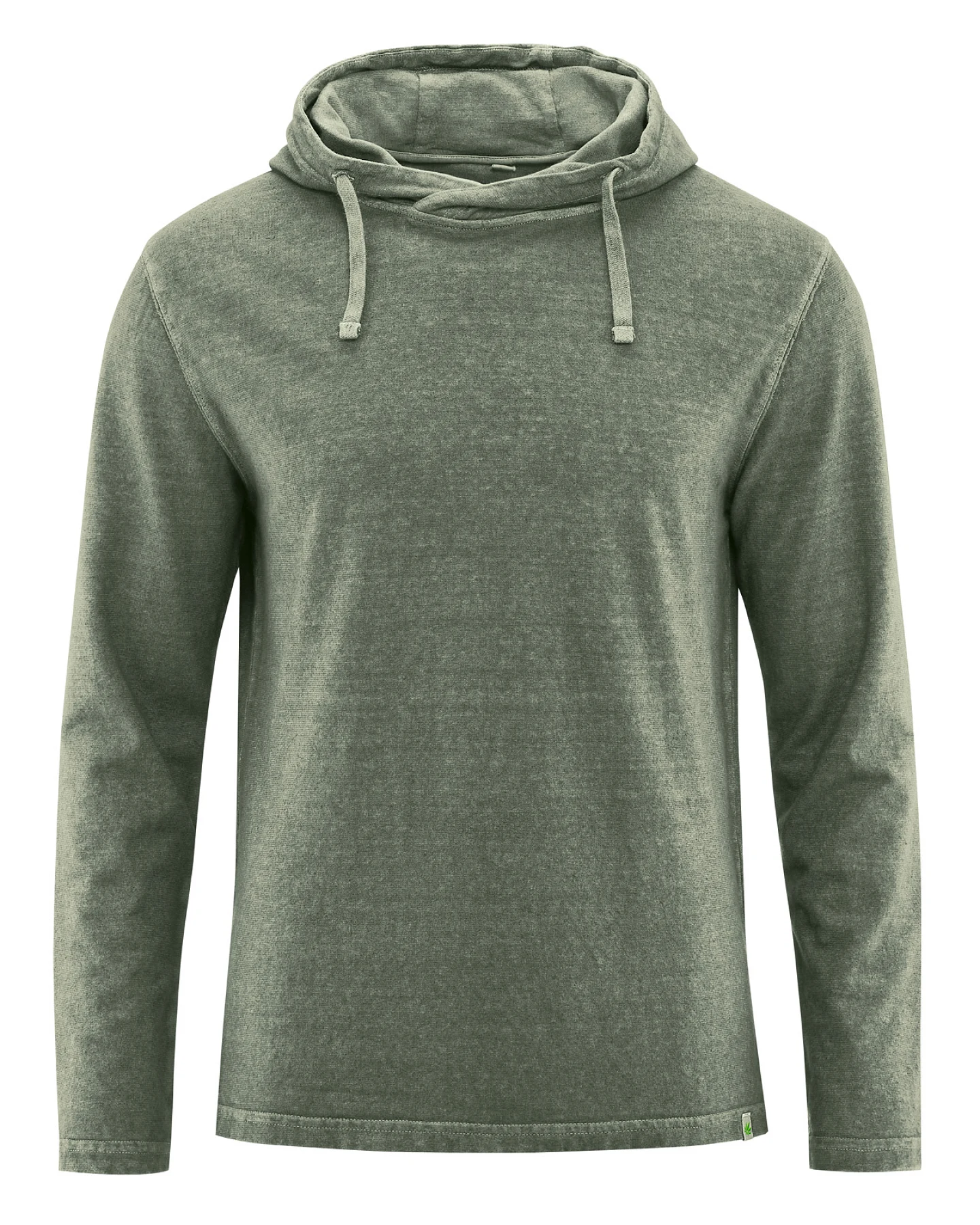Hempage Herren vegan Langarmshirt Mit Kapuze Moosgrün – Ansicht 2