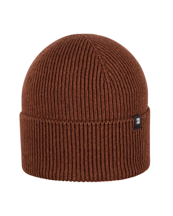 Pure Pure by Bauer - Strickmütze mit Merinowolle-Seide coffee-brown
