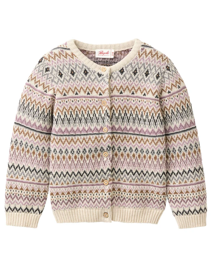 People Wear Organic - Jacquard-Strickjacke kitt