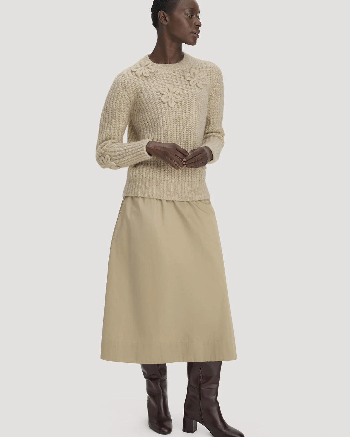 hessnatur Damen Strick Pullover Relaxed aus Alpaka mit Bio-Baumwolle - braun - Größe L – Ansicht 2