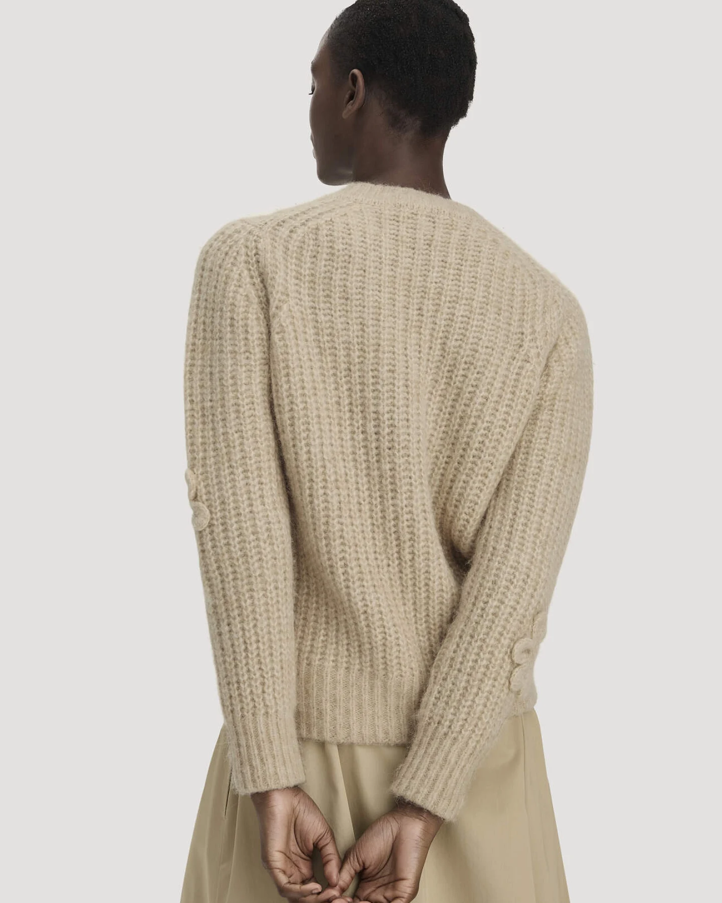 hessnatur Damen Strick Pullover Relaxed aus Alpaka mit Bio-Baumwolle - braun - Größe L – Ansicht 3