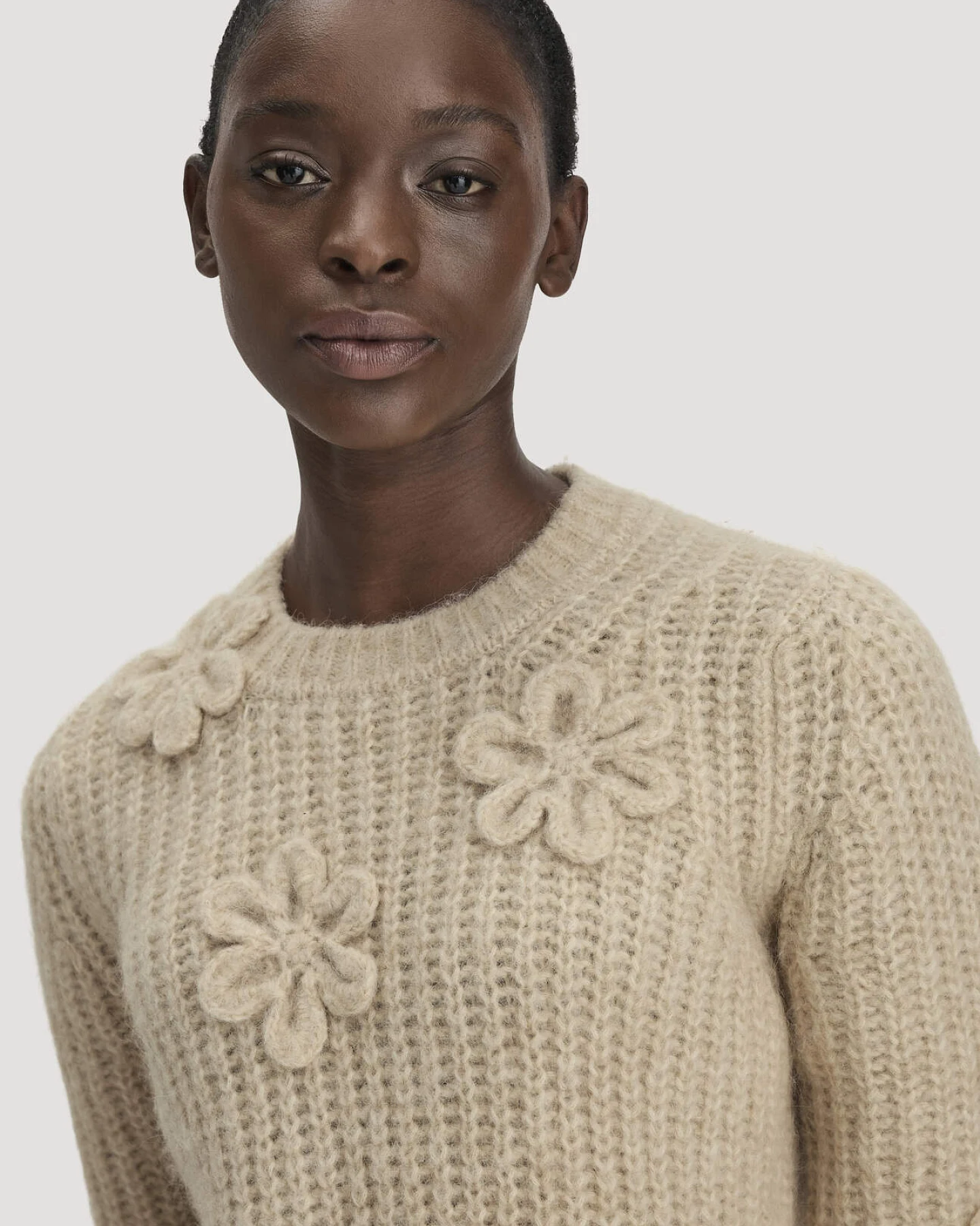 hessnatur Damen Strick Pullover Relaxed aus Alpaka mit Bio-Baumwolle - braun - Größe L – Ansicht 4