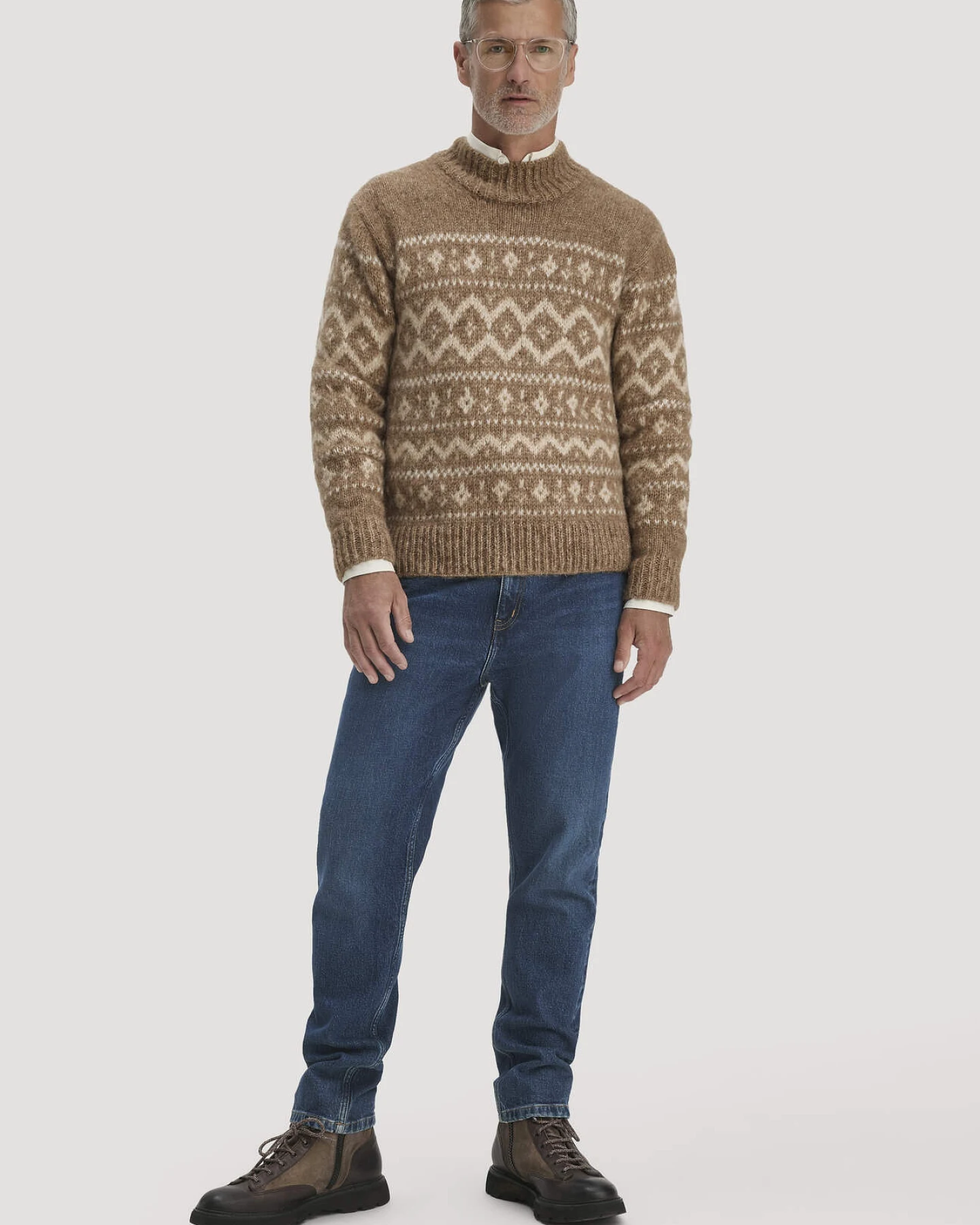 hessnatur Herren Strick Pullover Relaxed mit Rollkragen aus Alpaka und Bio-Baumwolle - braun - Größe S – Ansicht 2