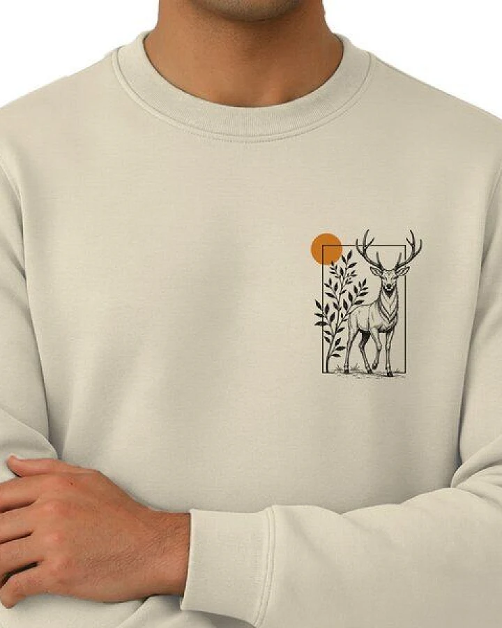 Spreecult Eingerahmter Hirsch - Unisex Sweatshirt - Bio und Fair - Wald Natur Tiere Sonne