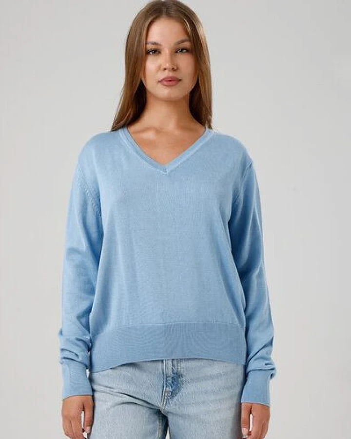 GORG Damen Strickpullover mit V-Ausschnitt