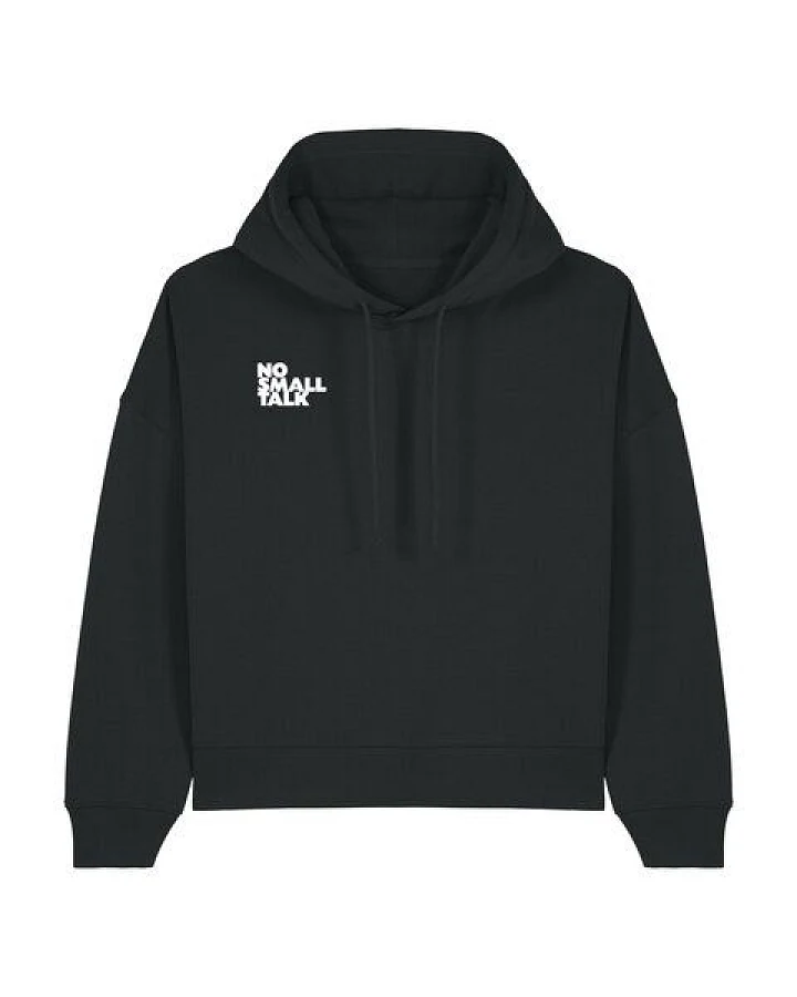 ilovemixtapes NO SMALL TALK Damen Hoodie – schwarz mit weißem Brustdruck