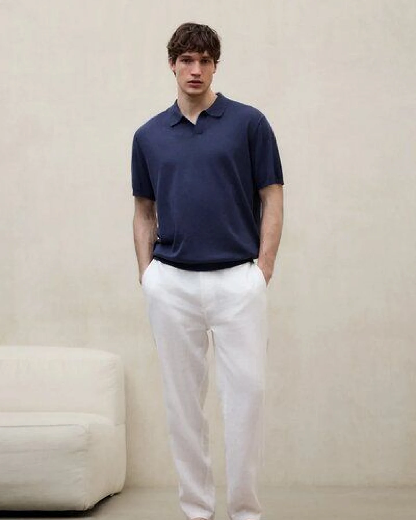 ECOALF Polo T-Shirt Olmo aus Bio-Baumwolle und Leinen – Ansicht 2