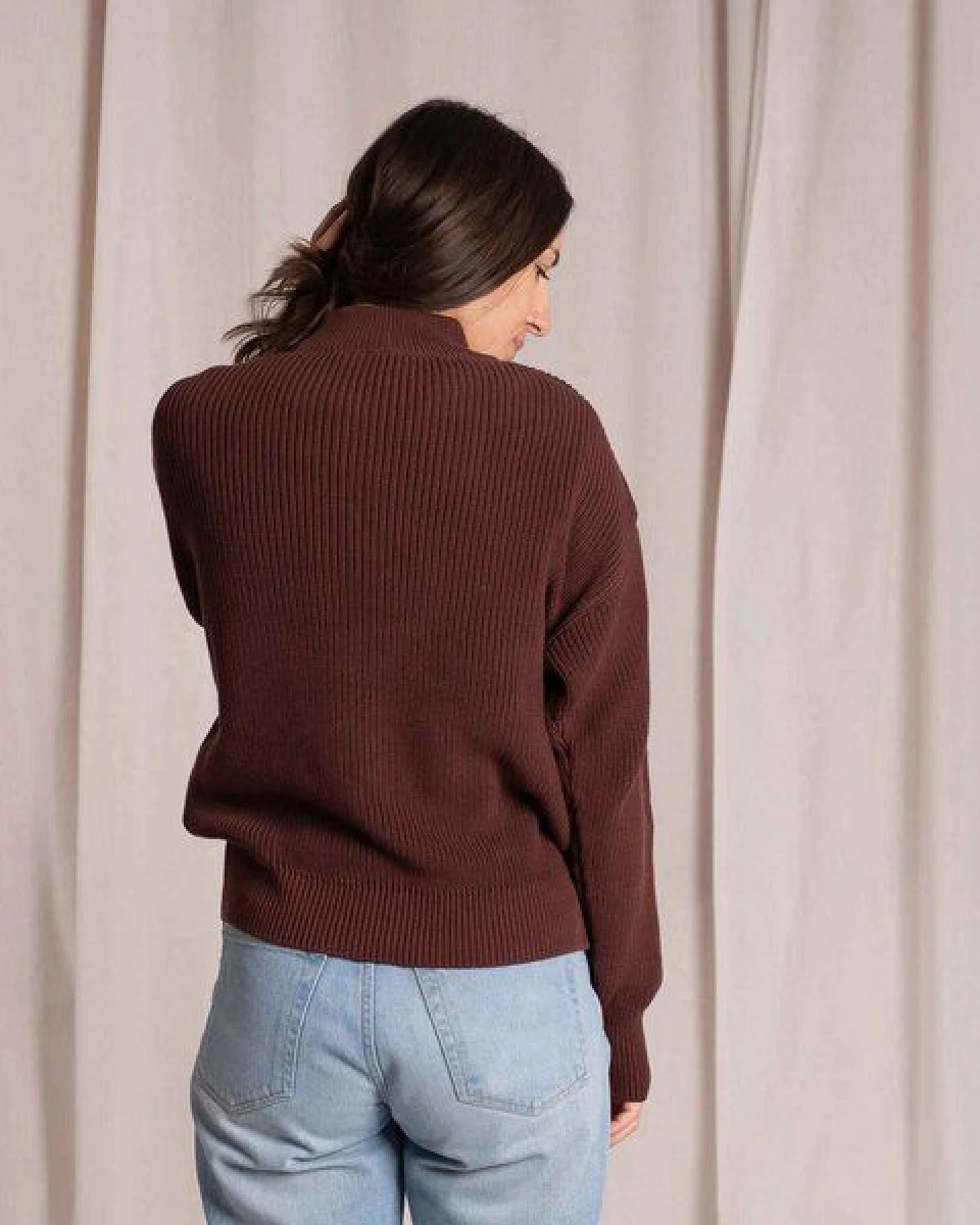 Vresh Clothing Alva - Strickpullover mit Stehkragen aus Biobaumwolle – Ansicht 3