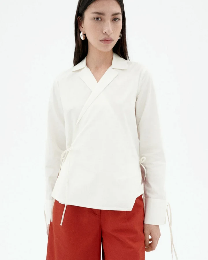 Thinking MU Damen vegan Wickelbluse Lenie Weiß