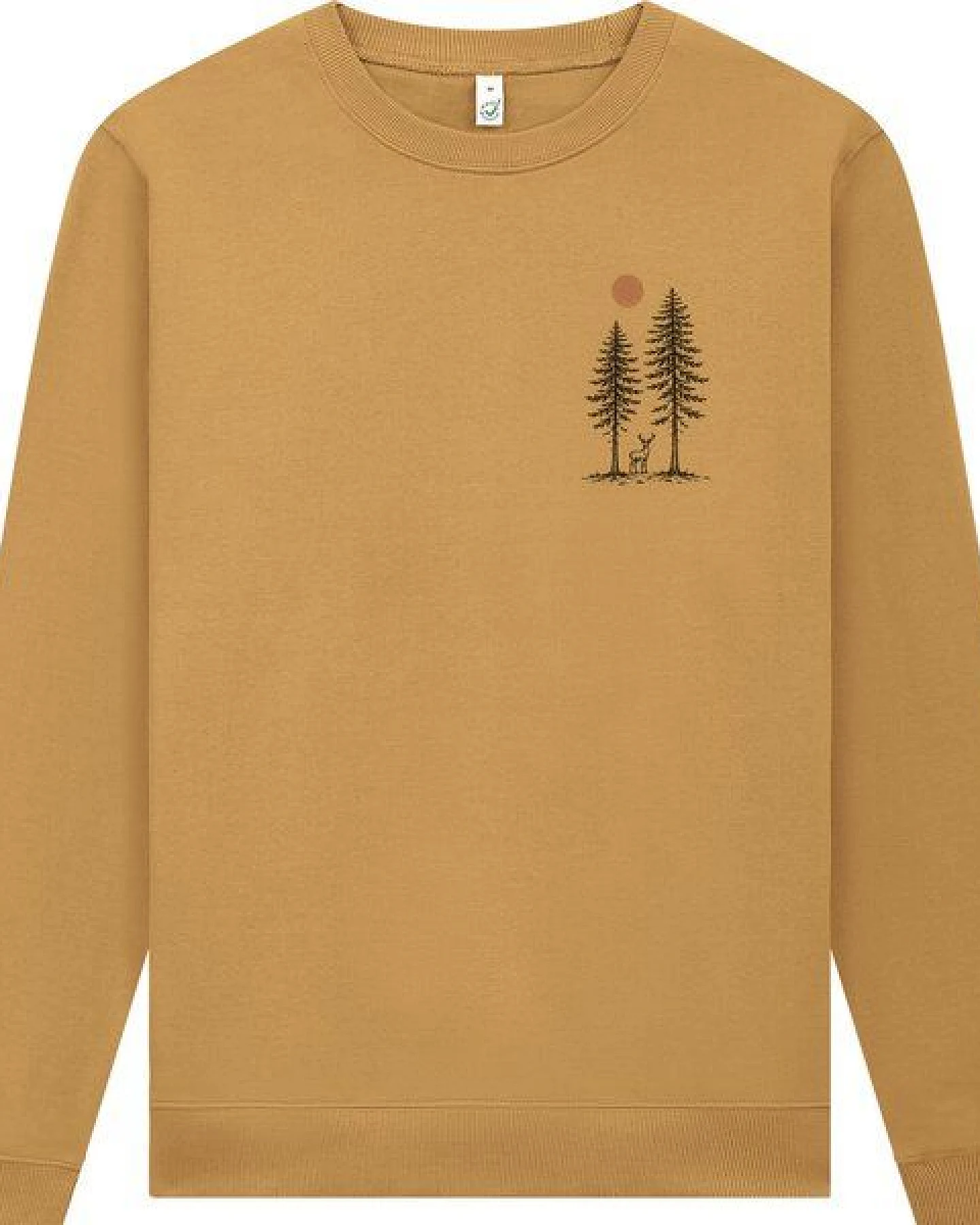 Spreecult Hirsch zwischen zwei Bäume - Unisex Sweatshirt - Bio und Fair - Wald Natur Tiere Sonne – Ansicht 2