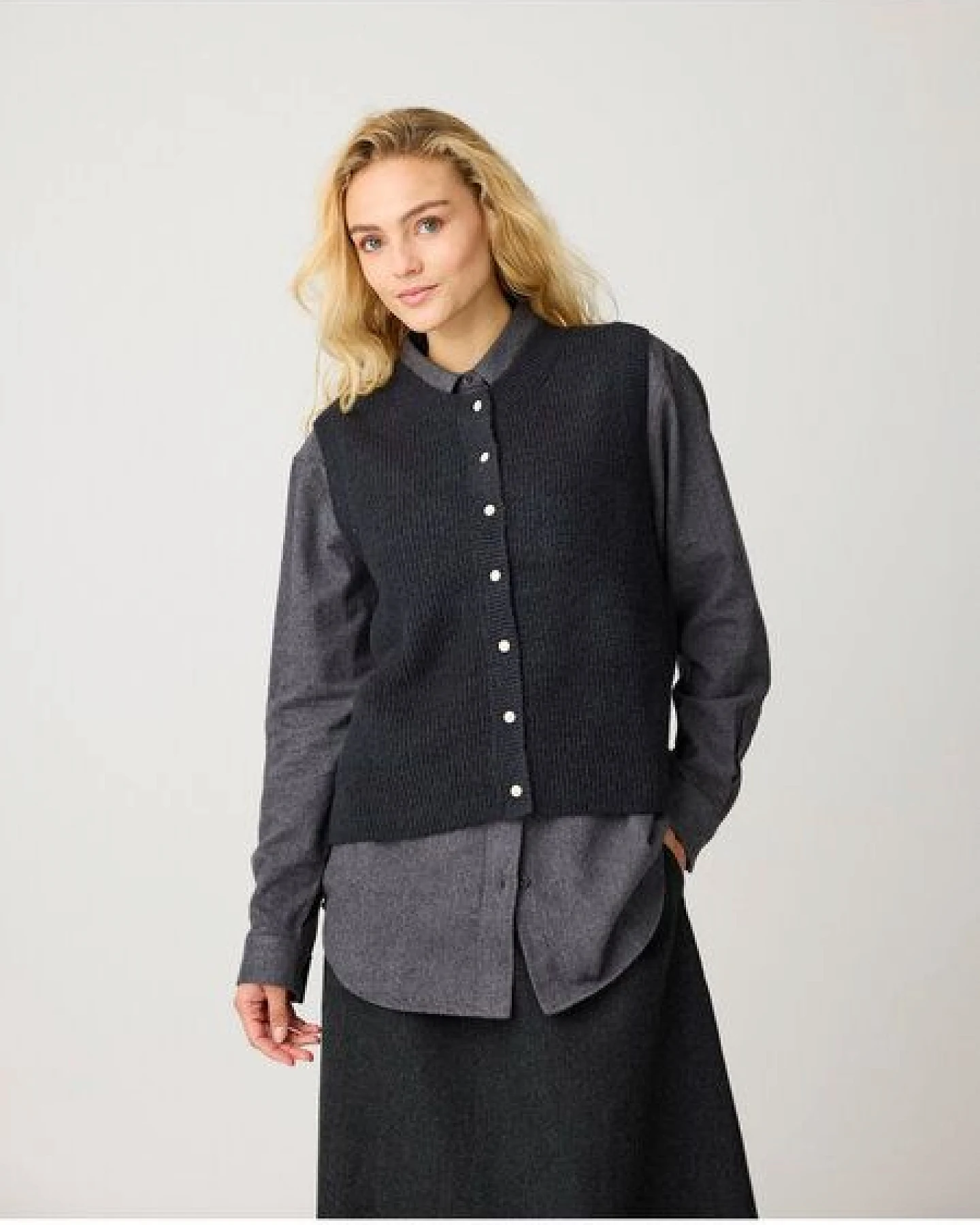KnowledgeCotton Apparel Strickweste Soufflé yarn – Ansicht 4