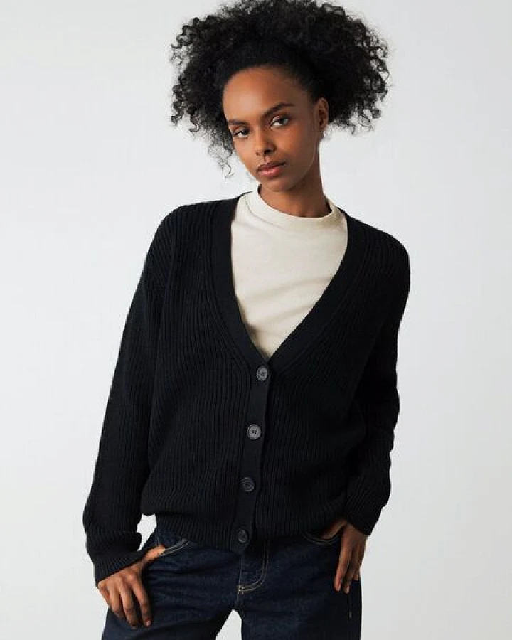 Honest Basics Damen Grobstrick Cardigan aus 100% Bio-Baumwolle