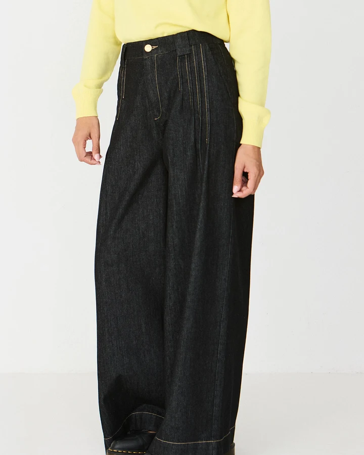 SKFK Damen vegan Palazzo-Hose Amalur Schwarz