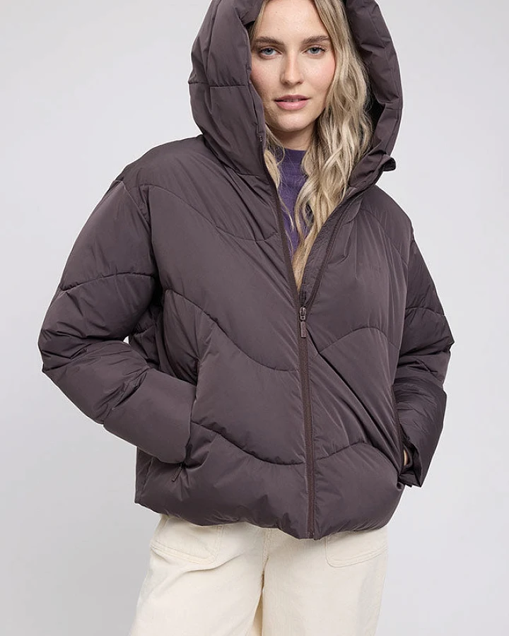 Damen vegan Kurze Steppjacke Waves Quilted Aubergine