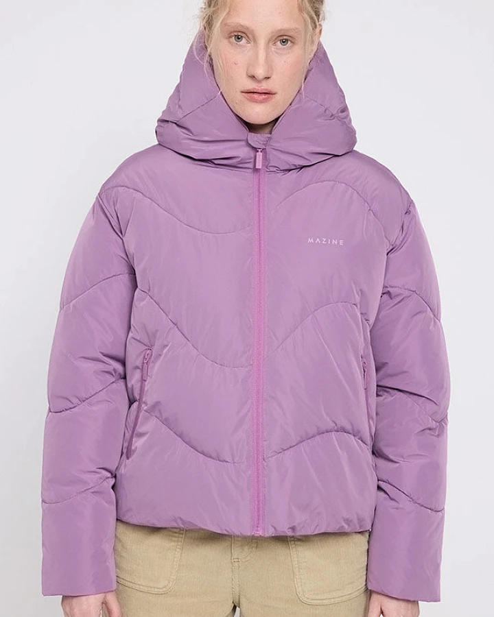 Damen vegan Kurze Pufferjacke Waves Grape Pink