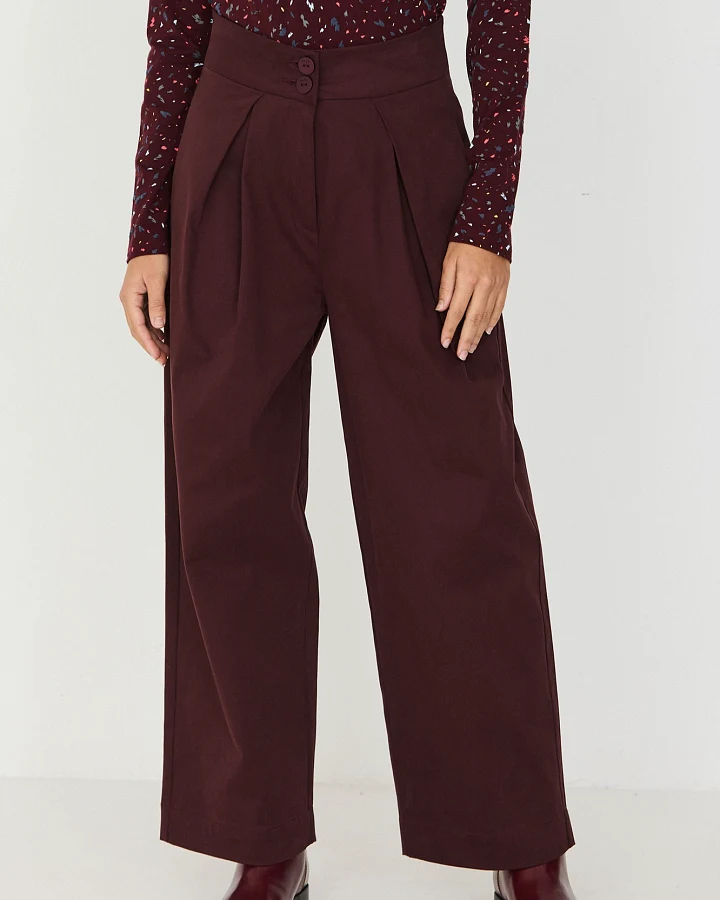 SKFK Damen vegan High Waist Hose Ehiara Braun
