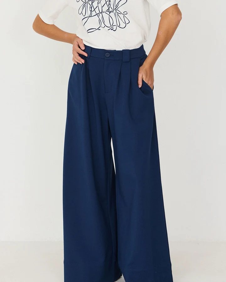 SKFK Damen vegan Palazzo-Hose Nia Blue