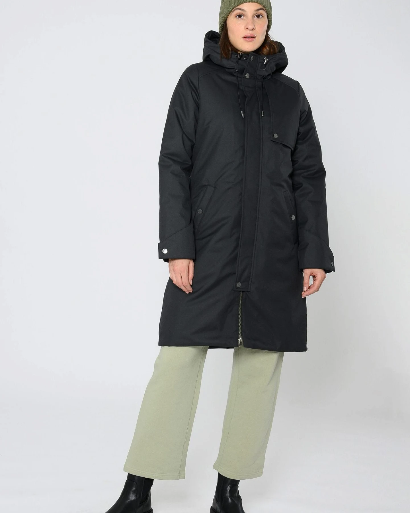ThokkThokk Damen vegan Mantel Schwarz – Ansicht 2