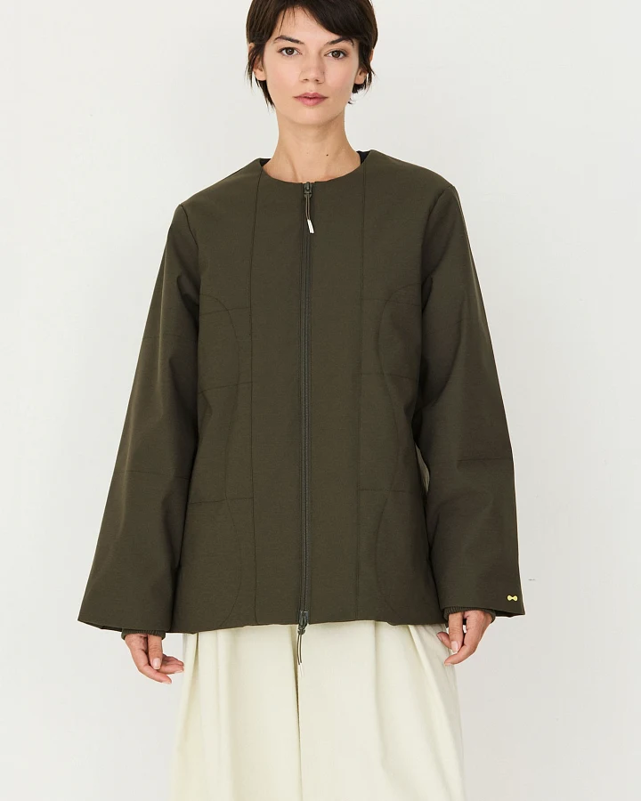 SKFK Damen vegan Kurzer Wattierter Mantel Laura In Khaki