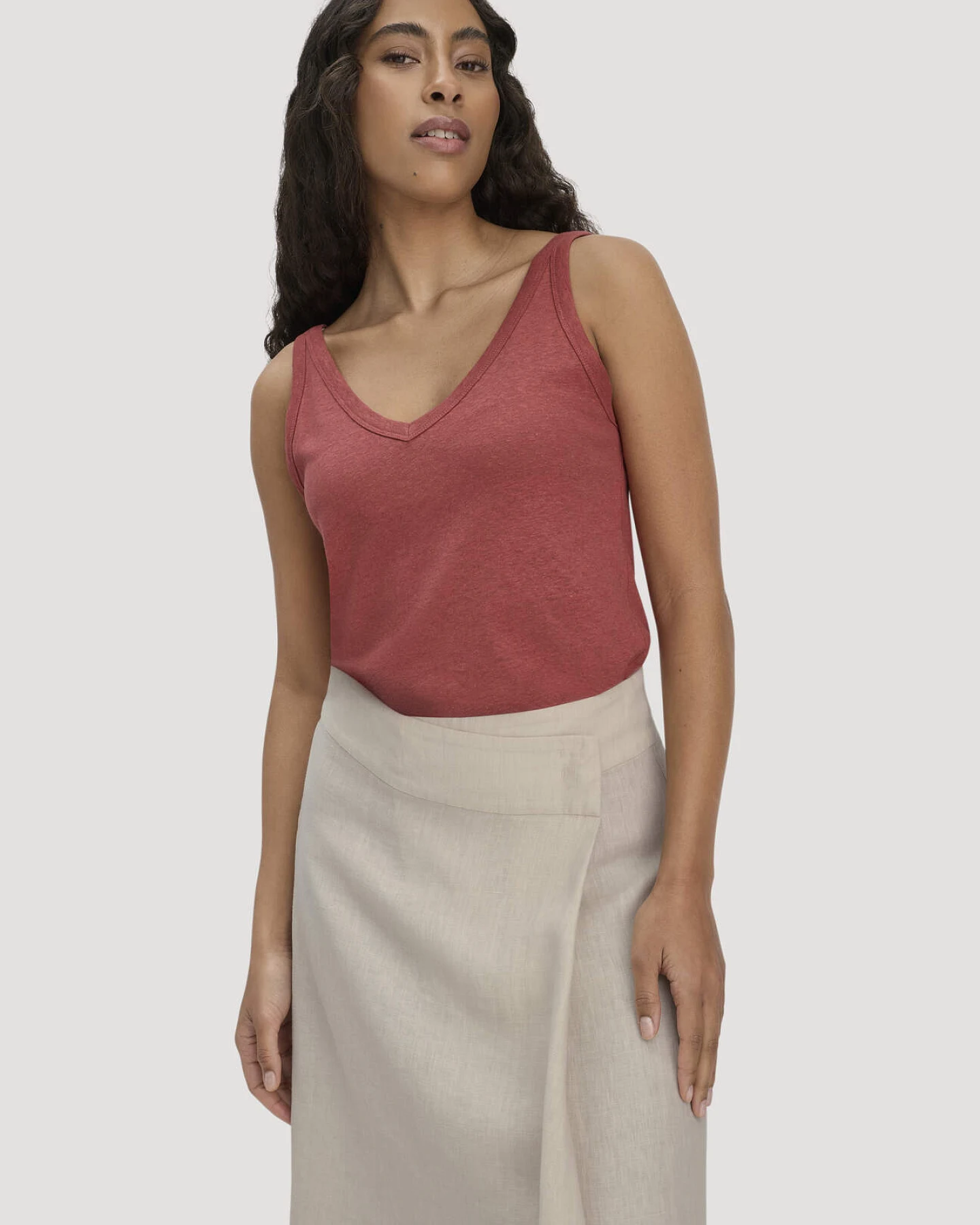 hessnatur Damen Rock Midi Regular aus Leinen - beige - Größe 36 – Ansicht 4