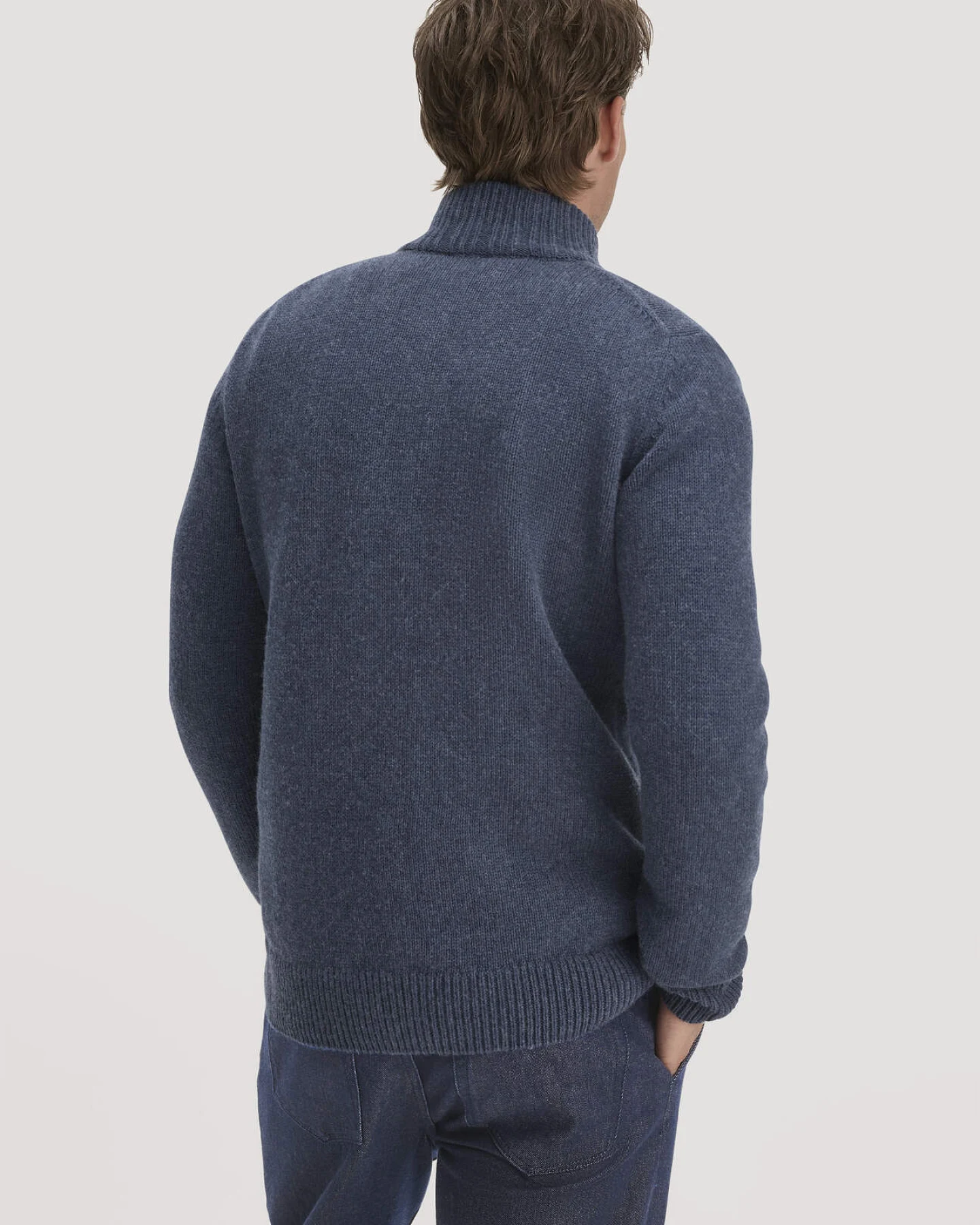 hessnatur Herren Strick Jacke Regular aus Bio-Merinowolle mit Bio-Baumwolle - blau - Größe L – Ansicht 3