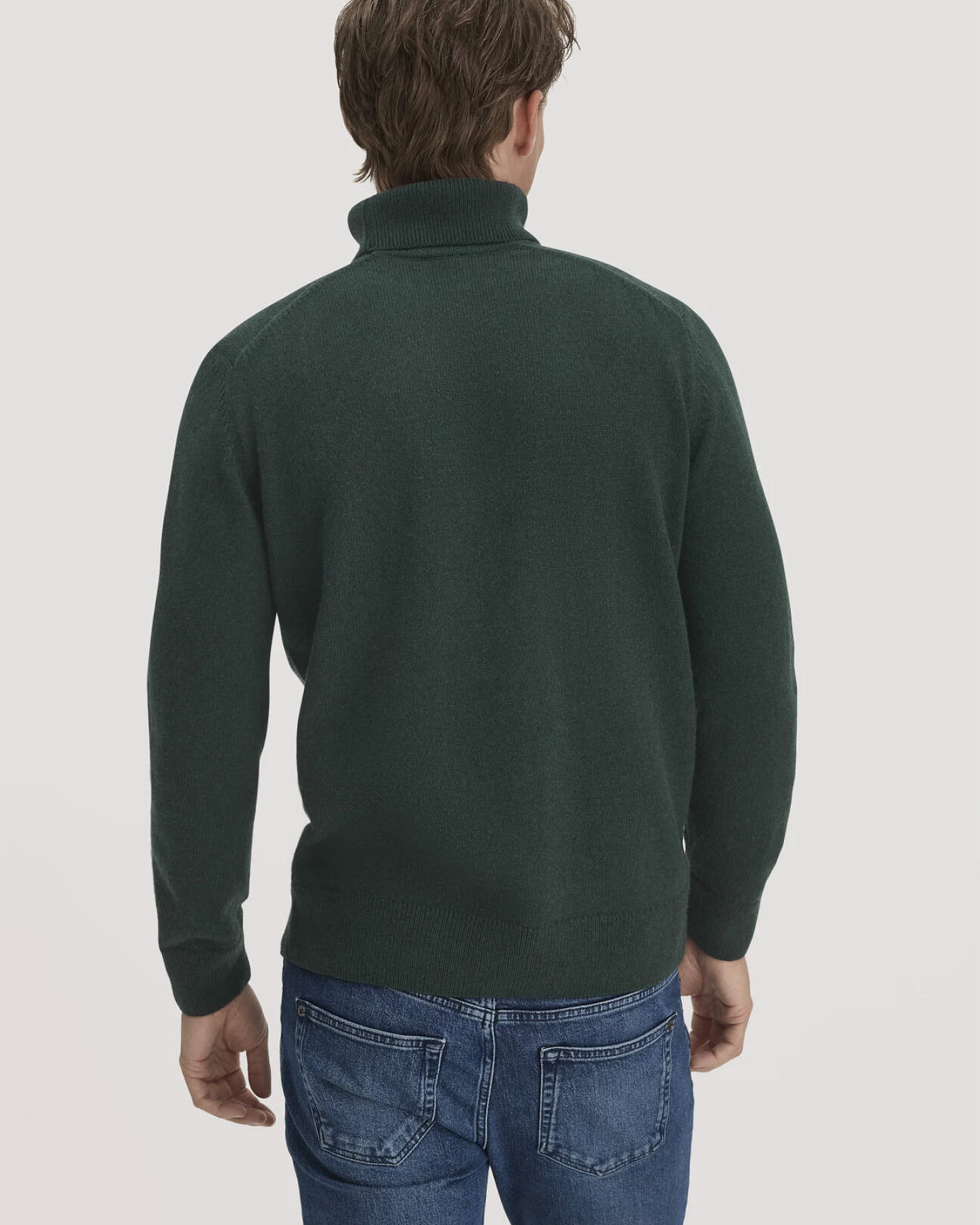 hessnatur Herren Rollkragen-Pullover Regular aus Bio-Merinowolle und Bio-Baumwolle - grün - Größe XL – Ansicht 3
