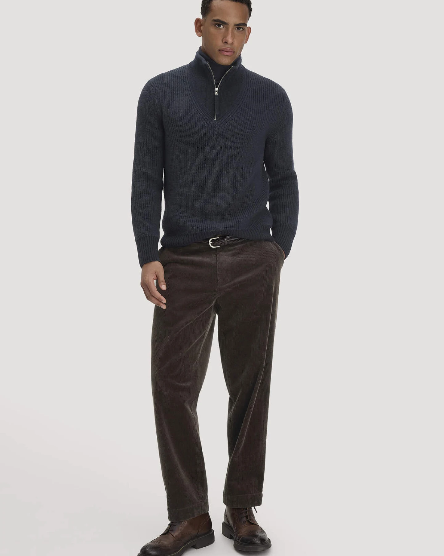 hessnatur Herren Rhön Double Knit Troyer Relaxed aus regionaler Schurwolle mit Bio-Baumwolle - blau - Größe XXL – Ansicht 2