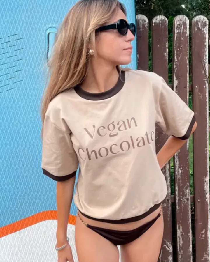 New Orchard Damen vegan T-Shirt Vegan Chocolate Braun